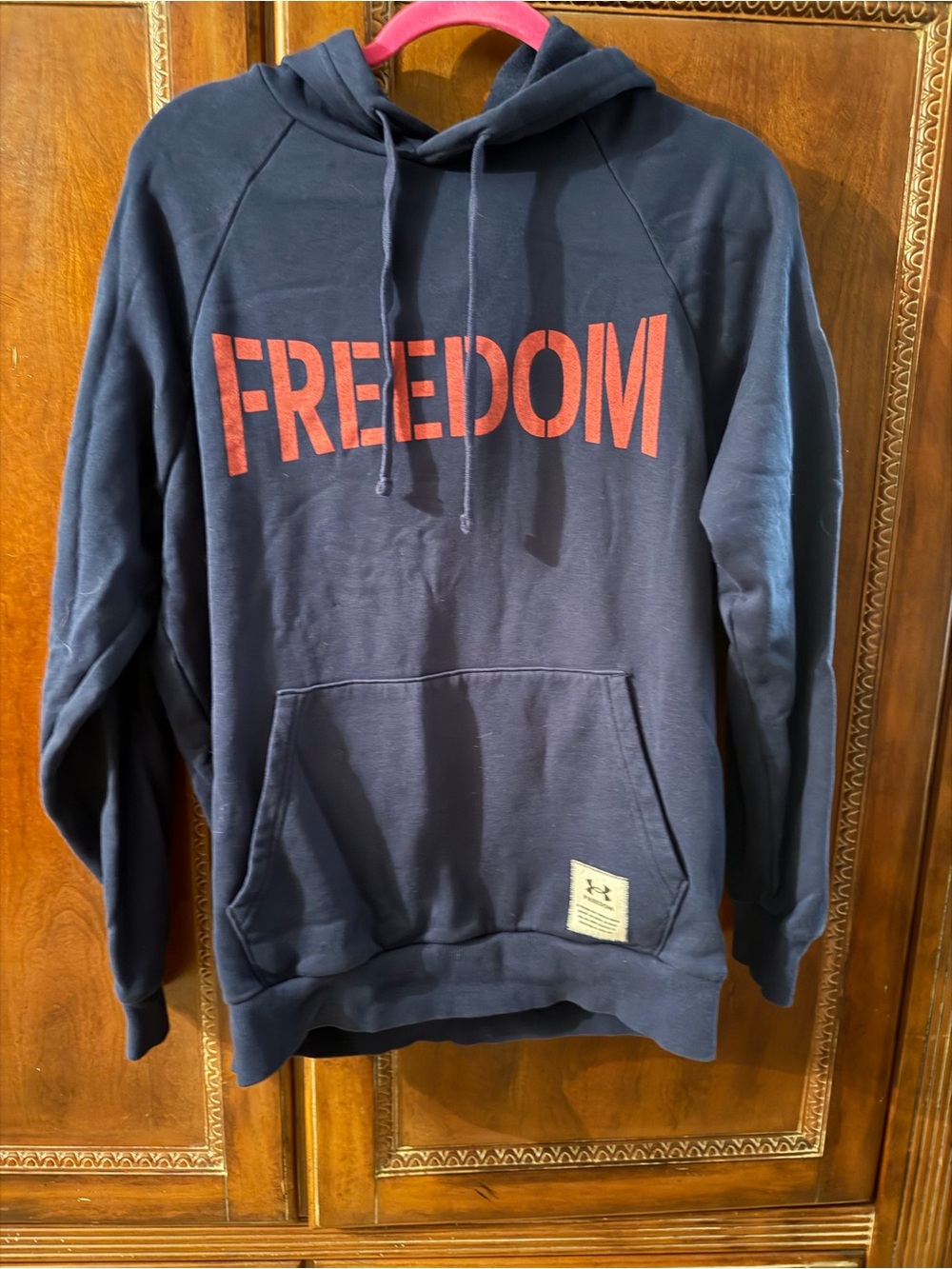 Under Armour Navy Hoodie with Red FREEDOM Print